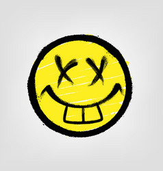 Graffiti emoticon smiling face painted spray Vector Image