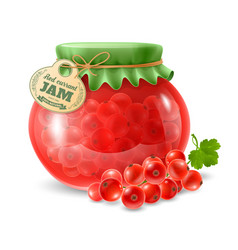 Raspberry jam in the glass jar Royalty Free Vector Image