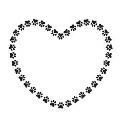 Paw print filled with paw prints and hearts Vector Image