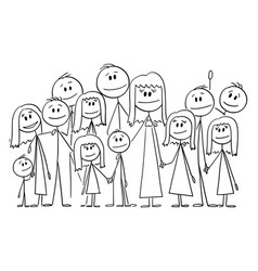 Big family portrait mother father daughter son vector image