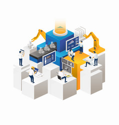 Isometric concept cnc machine operator Royalty Free Vector