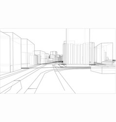 Sketchy drawing of city high rise landscape Vector Image