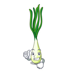 Wink cartoon fresh green onions on cutting board Vector Image