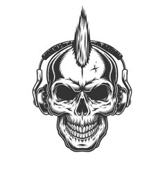 Skull with headphones Royalty Free Vector Image