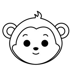 Cute monkey head tender character Royalty Free Vector Image