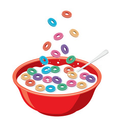 Yellow bowl with cereals in milk Royalty Free Vector Image