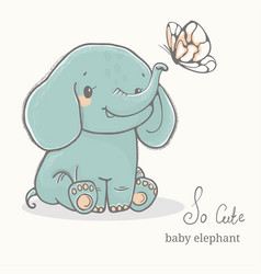 Elephant with his mother drawing cute family Vector Image