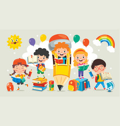 Children and book Royalty Free Vector Image - VectorStock