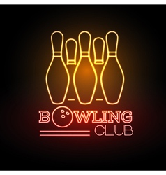 Neon sign Bowling club Royalty Free Vector Image