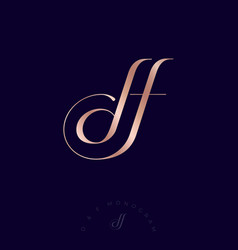 Double d monogram logo gold letter drop Royalty Free Vector