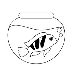 Fish in crystal bowl in black and white Royalty Free Vector