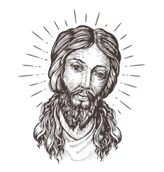 Jesus christ face sketch drawing Royalty Free Vector Image