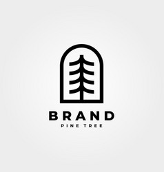 Simple line art evergreen pine tree logo design Vector Image