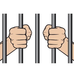 Skeleton prisoner behind bars Royalty Free Vector Image