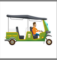 Tuk asian auto rickshaw three wheeler tricycle Vector Image