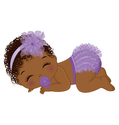 Cute black baby girl in purple ruffled diaper Vector Image