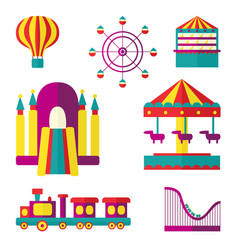 Amusement park flat elements isolated on Vector Image