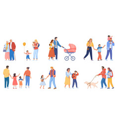 Parents with baby mom and dad walk with his Vector Image