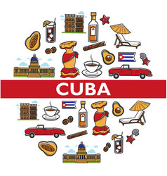 Cuban culture promo banner with national symbols Vector Image