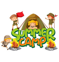 Font design for word summer camp with kids in Vector Image