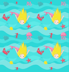 seamless-pattern-pink-with-mermaid-royalty-free-vector-image