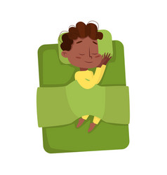 Adorable little boy sleeping sweetly in his bed Vector Image