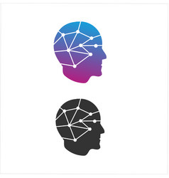 Pixel art human head logo Royalty Free Vector Image