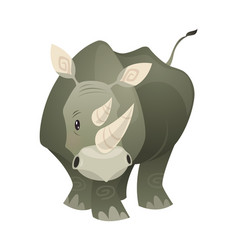 Cute wild animal gray walking rhinoceros icon Vector Image