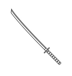 Katana sword outline icon on white background Vector Image