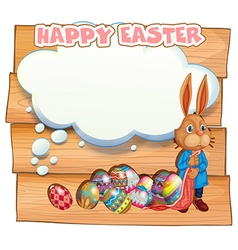 Wooden sign easter eggs and bunny Royalty Free Vector Image