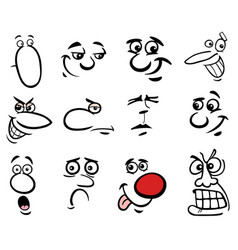 Funny cartoon emotional faces set Royalty Free Vector Image