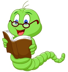 Cartoon caterpillar reading book Royalty Free Vector Image