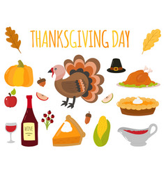 Happy thanksgiving day symbols design holiday Vector Image