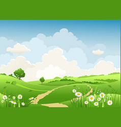 Green grass blue sky Royalty Free Vector Image