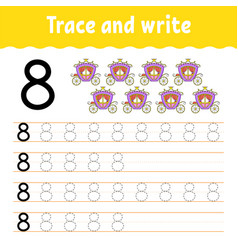 Number 3 trace and write handwriting practice Vector Image