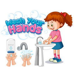 Girl washing her hands Royalty Free Vector Image