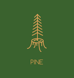 pine tree logo icon design line style woods vector image