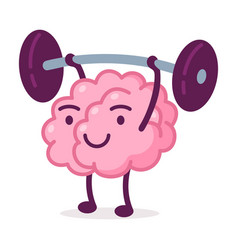 Train your brain brain cartoon flat Royalty Free Vector