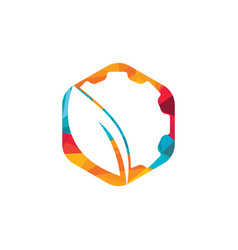 Gear leaf logo design template Royalty Free Vector Image