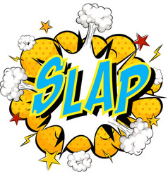 Word slap on comic cloud explosion background Vector Image