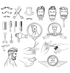 Barber shop beards and mustaches icons Royalty Free Vector