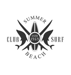 Summer beach surf club logo template black and vector