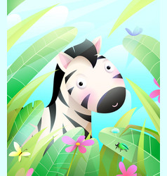 Cute baby zebra cartoon Royalty Free Vector Image