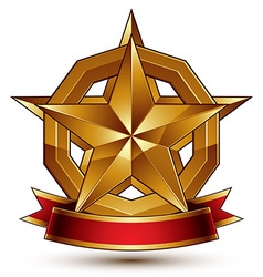 Branded golden symbol with stylized pentagonal Vector Image