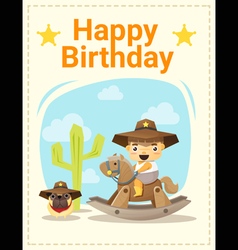 Happy birthday card with little boy and friend Vector Image