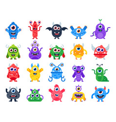 Cute funny little monsters in bright colors Vector Image