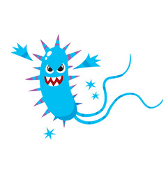 Cartoon purple bacteria monster with scary angry Vector Image