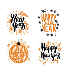 Happy new year calligraphic lettering text vector