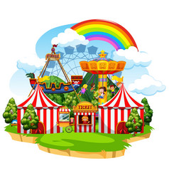 Themepark scene with many rides ocean Royalty Free Vector