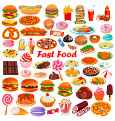 Fast food icon set Royalty Free Vector Image - VectorStock